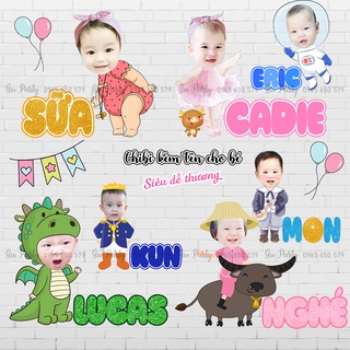 Chibi sinh nhật kèm tên cho bé