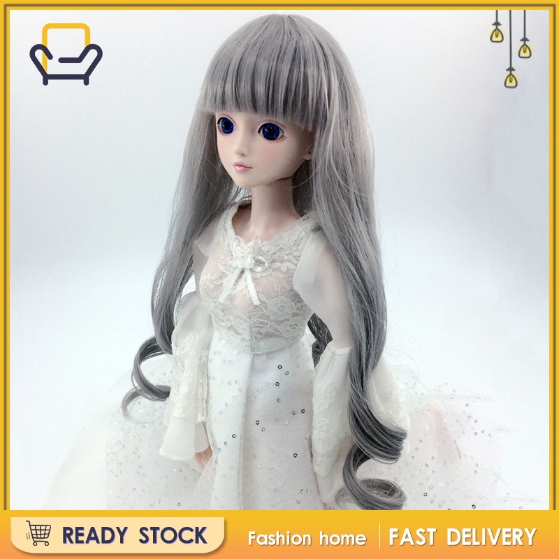 Bộ Tóc Giả Dài Xoăn Gợn Sóng Màu Trắng Thời Trang Cho Búp Bê 1 / 6 Bjd Sd Dd