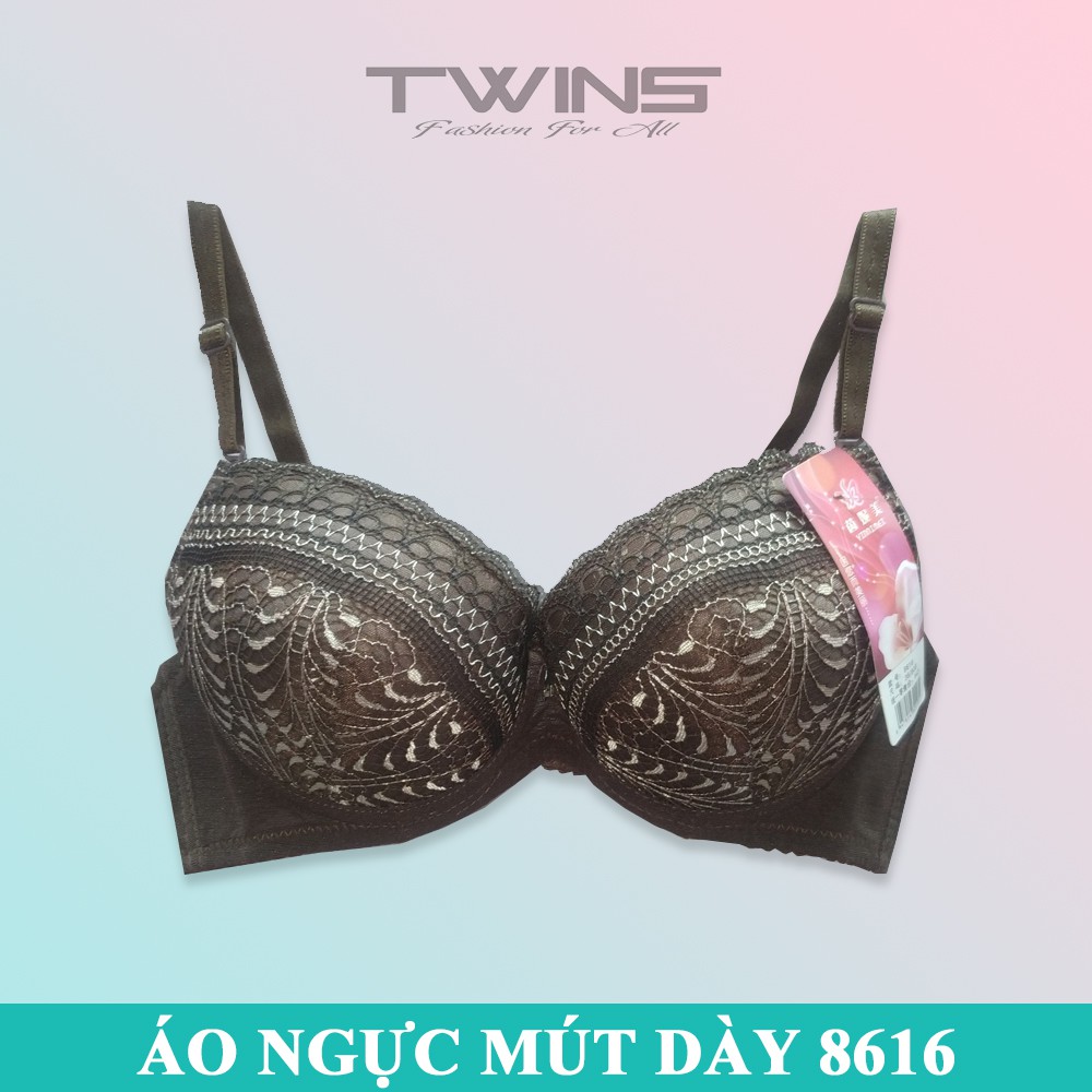 Áo ngực nữ ren mút dày nâng ngực tạo khe SD8616 có gọng cúp xéo mềm mịn size 32-34-36 mặc áo dài