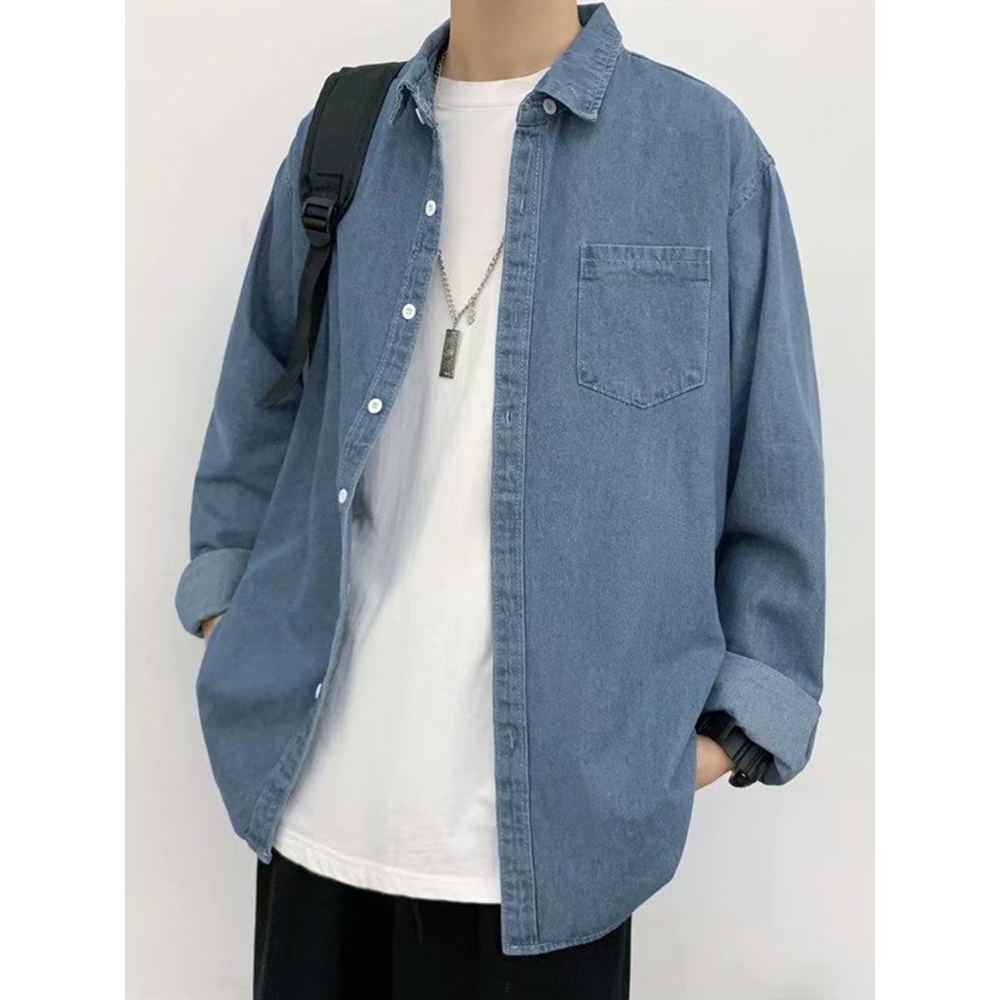 Áo Khoác Denim Mỏng Tay Dài Thời Trang Nhật Bản Cá Tính Cho Nam