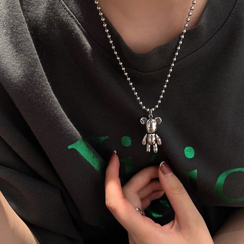 Dây chuyền bi bạc mặt Bear Brick bạc 925, có bán lẻ mặt Minh Tâm Jewelry