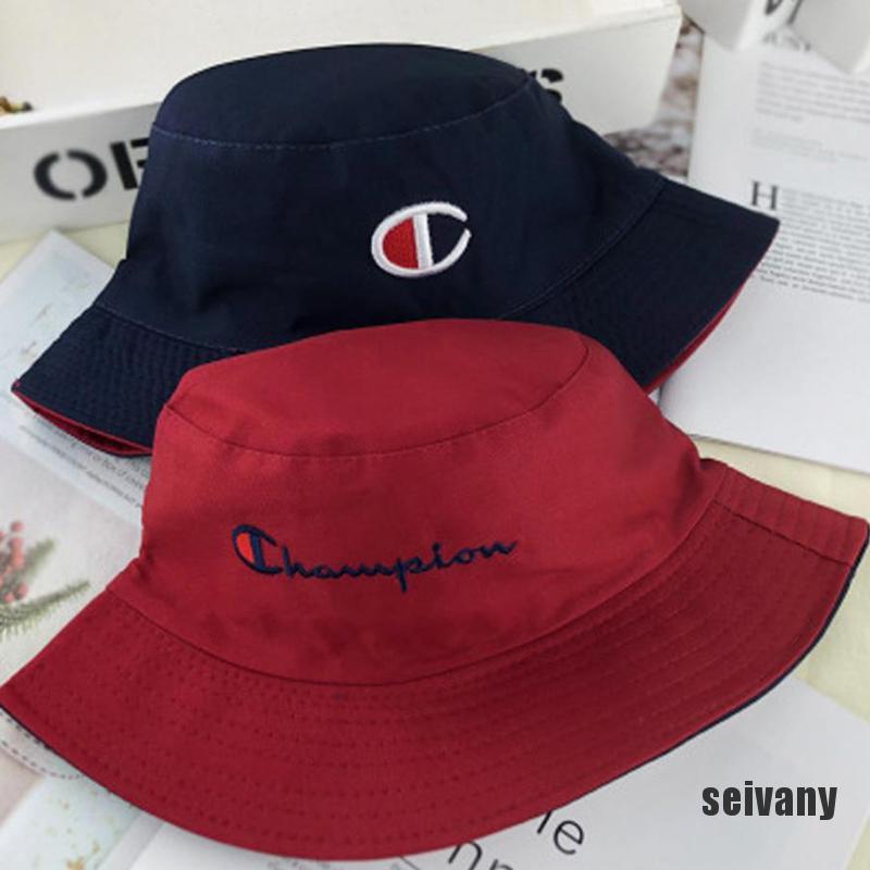 [sei] Champion Unisex Fashion Breathable Double Sided Cotton Bucket Hat SunCap wyf