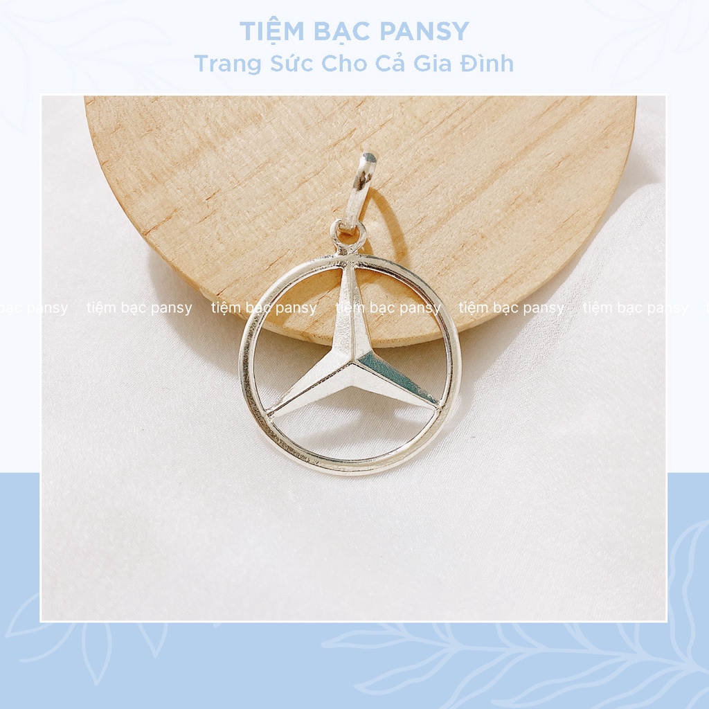 ☍☼☍Mặt dây chuyền bạc nam PANSY hình logo Mercedes, vòng cổ bằng ta