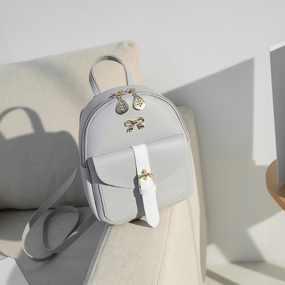 Balo da PU nhỏ xinh phối nơ đáng yêu cho nữ