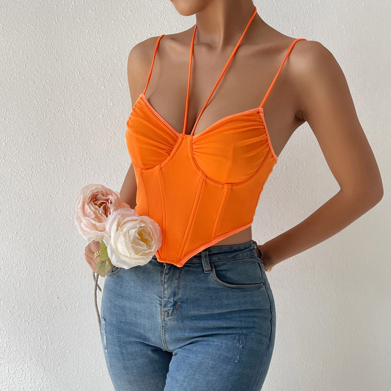 Áo Croptop Lưới Cổ Yếm Gợi Cảm Cho Nữ