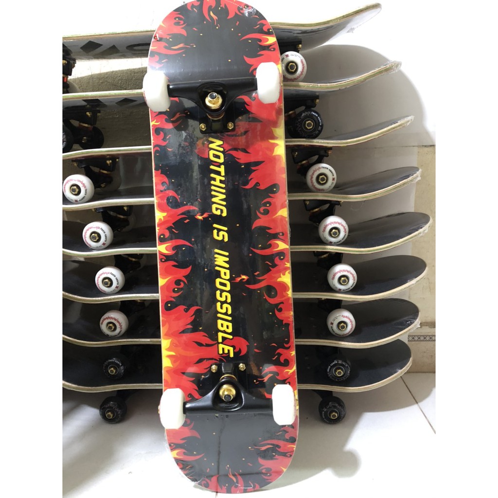 Ván Trượt Cao Cấp Mặt Nhám Đen Bánh Đục Mặt Dưới CÓ HÌNH CÁ TÍNH