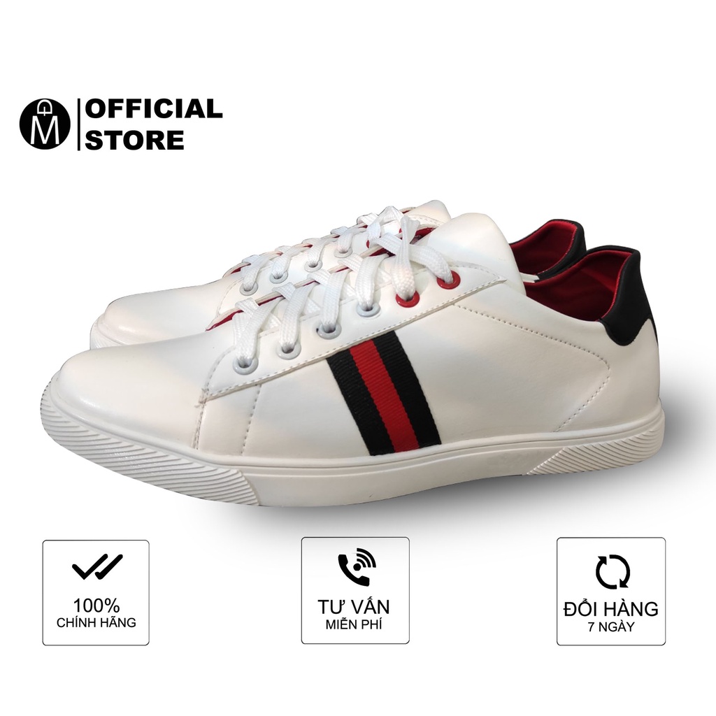 Giày sneaker nam trắng sọc đen trắng thời trang đẹp chất lượng tốt G282 MuiDoi