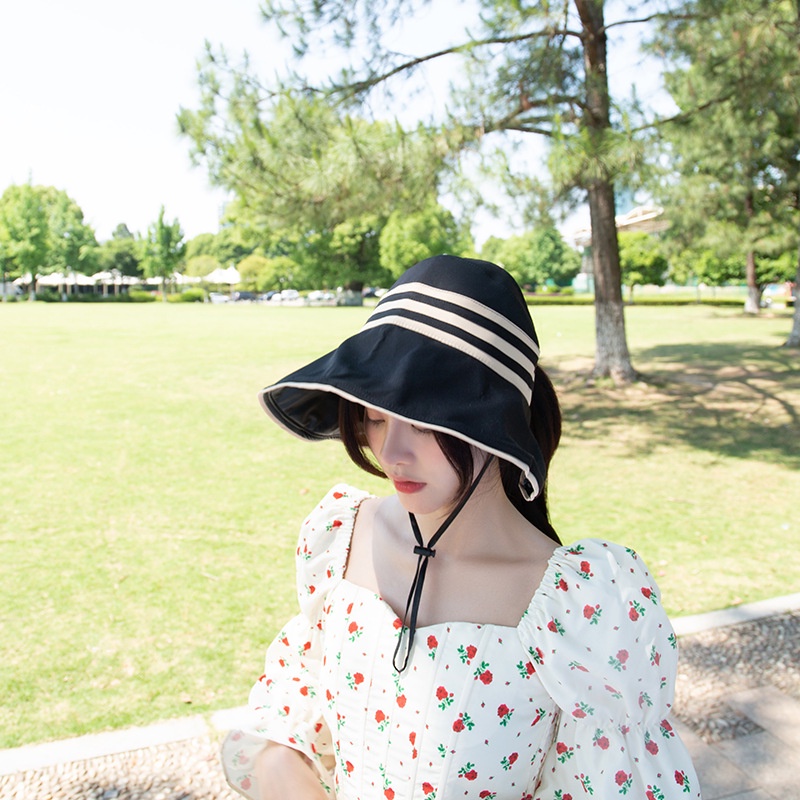 Nón Vành Hở Chóp Sọc Ngang Lớp Vinyl Chống Tia UV