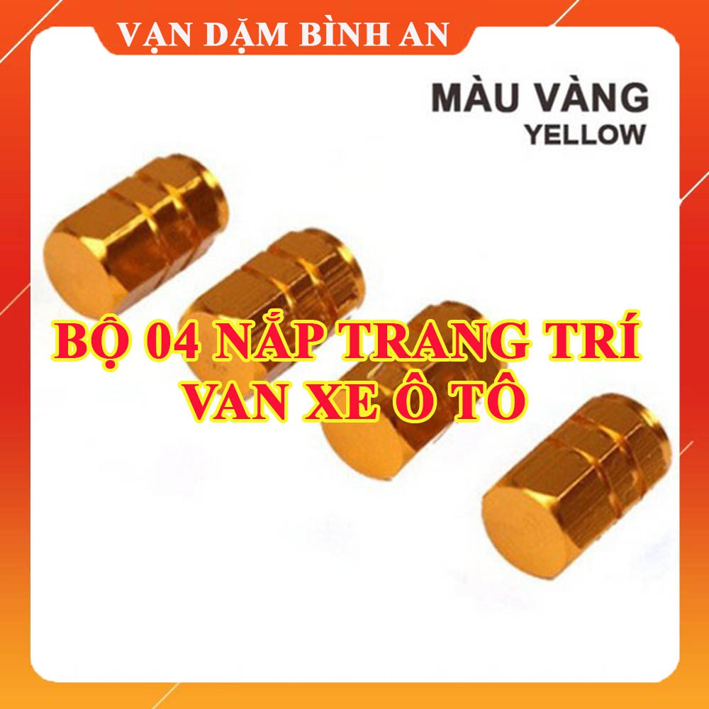 Bộ 04 ốc - nắp chụp trang trí đầu van, vòi bơm hơi bánh xe ô tô, xe hơi, xe máy - Vạn Dặm Bình An