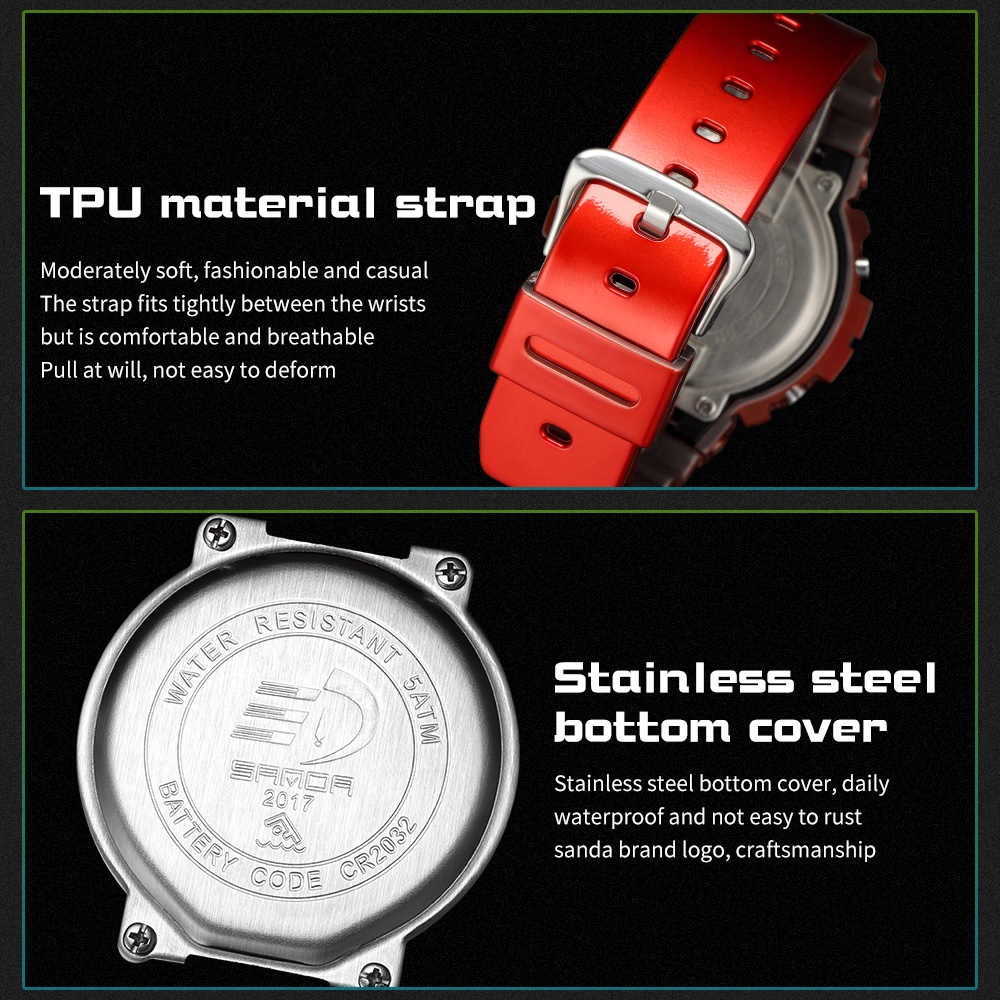 Đồng Hồ Điện Tử Thể Thao Sanda Chống Thấm Nước Có Đèn LED Phát Sáng Đa Năng Dành Cho Nữ 2017-6