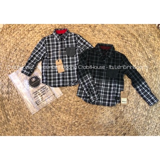 Áo sơ mi kẻ caro đen trắng bé trai True