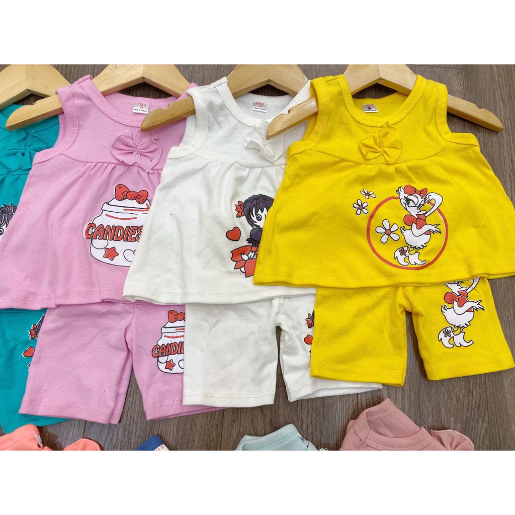 [SALE SỐC] Bộ ba lỗ cotton bé gái in hình nhiều màu