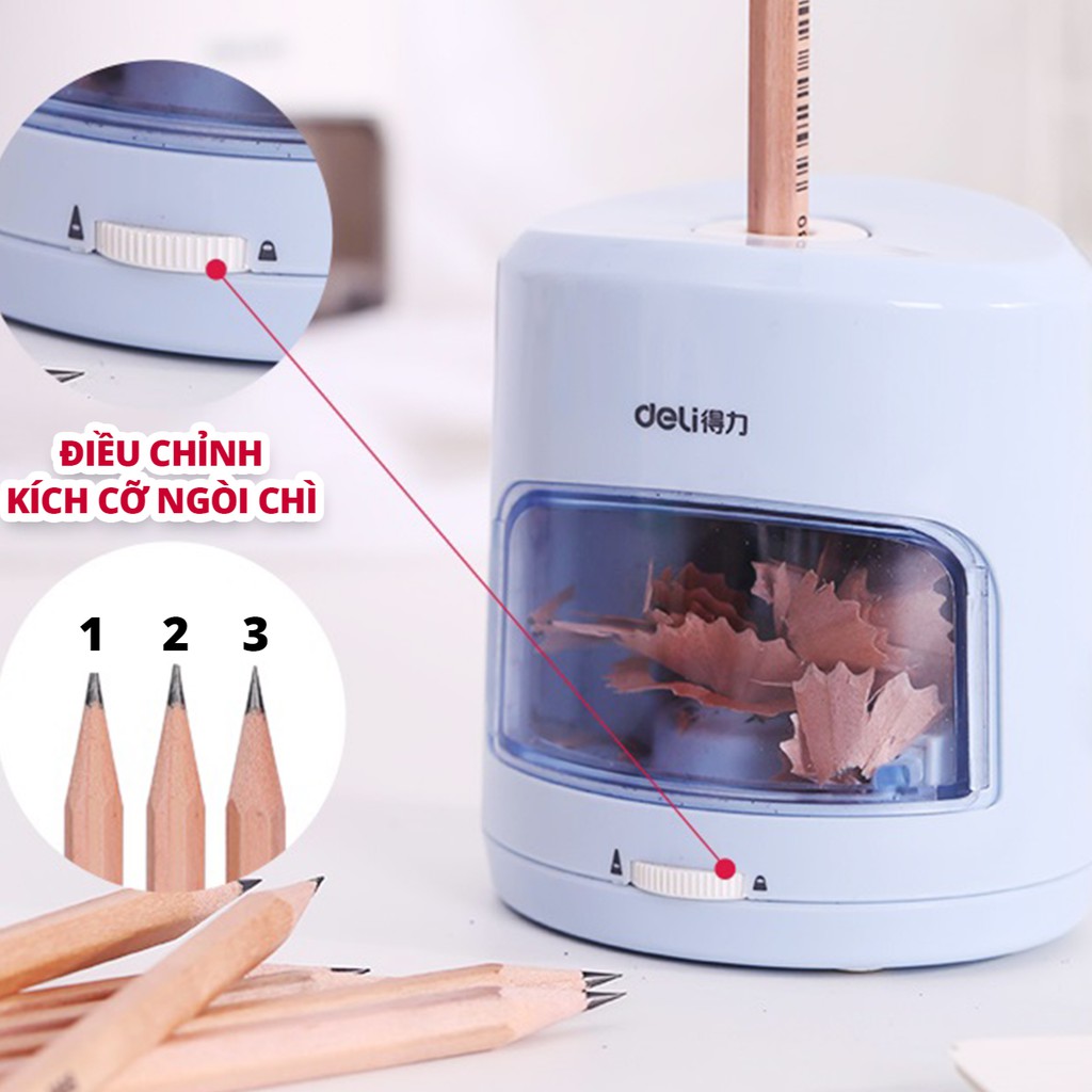 [Mã LIFEXANH03 giảm 10% đơn 500K] [Mã LIFEDELI3 giảm 50K đơn 99K] Gọt bút chì điện tự động Deli - 1 chiếc - 502