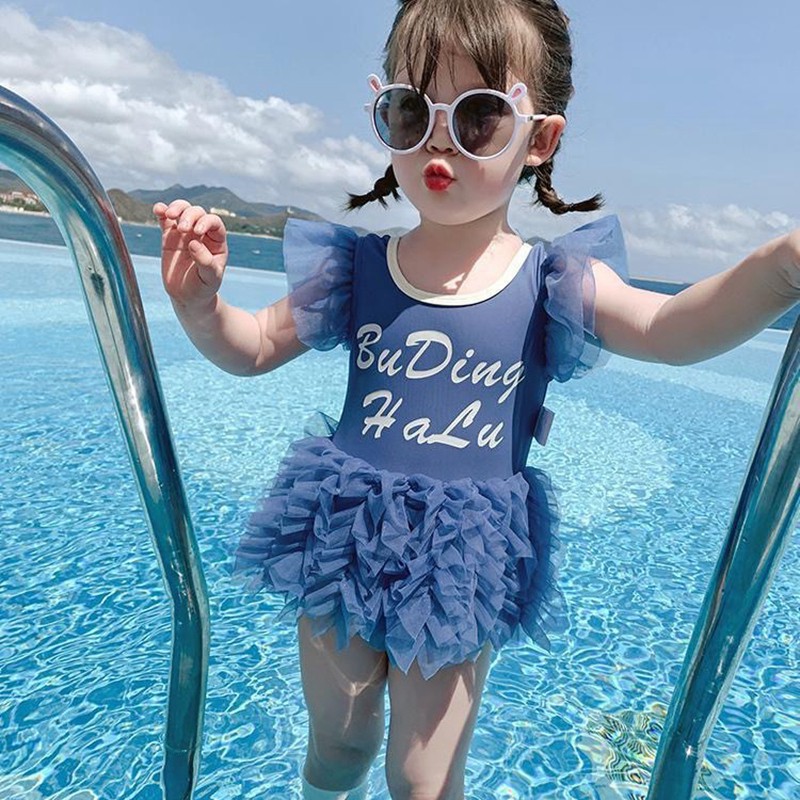 Đồ Bơi Một Mảnh Phối Ren Cho Bé Gái