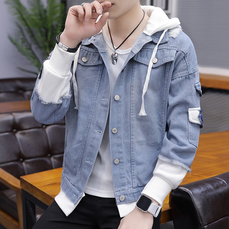 Men's coats men's coats men jackets fashion casual sportswear pink denim jacket new style spring and autumn Men's jacket Men's jacket wide fashion Korean style