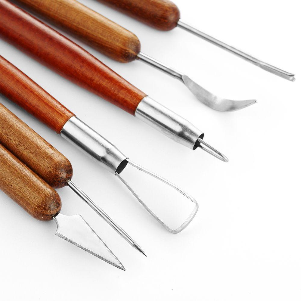 Set 6 Dụng Cụ Điêu Khắc Đồ Gốm Cán Gỗ Chuyên Dụng