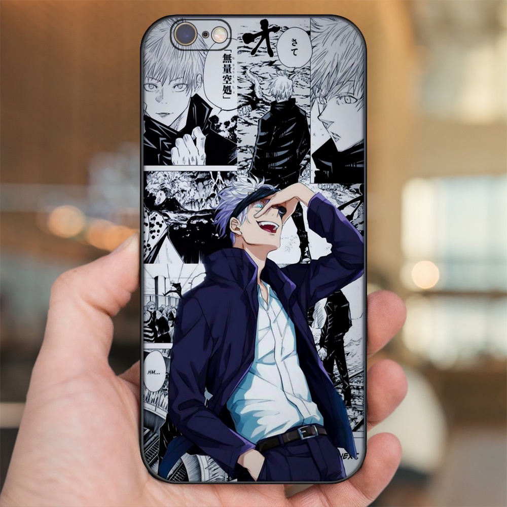 Ốp lưng iPhone 6, 6s dẻo đen cạnh vuông in hình Satoru Jujutsu Kaisen