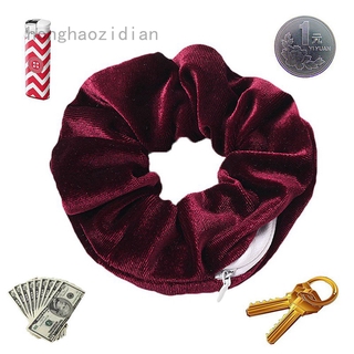 Dây Buộc Tóc Scrunchie Bằng Nhung Cao Cấp Đẹp Mắt Có Túi Khóa Kéo Cho Nữ