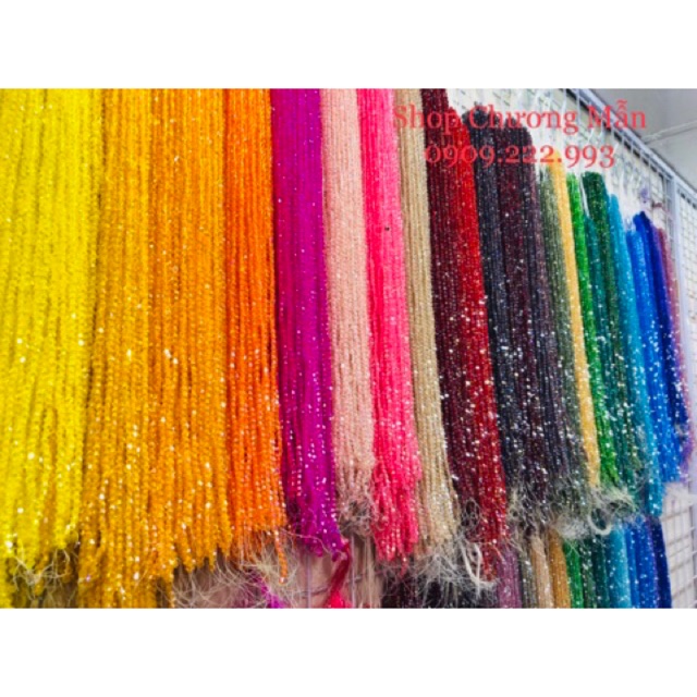 10 Dây Pha Lê Nhựa [Nhân Tạo] Hạt Nón 3Mm / 4Mm Trang Trí Giá Sỉ