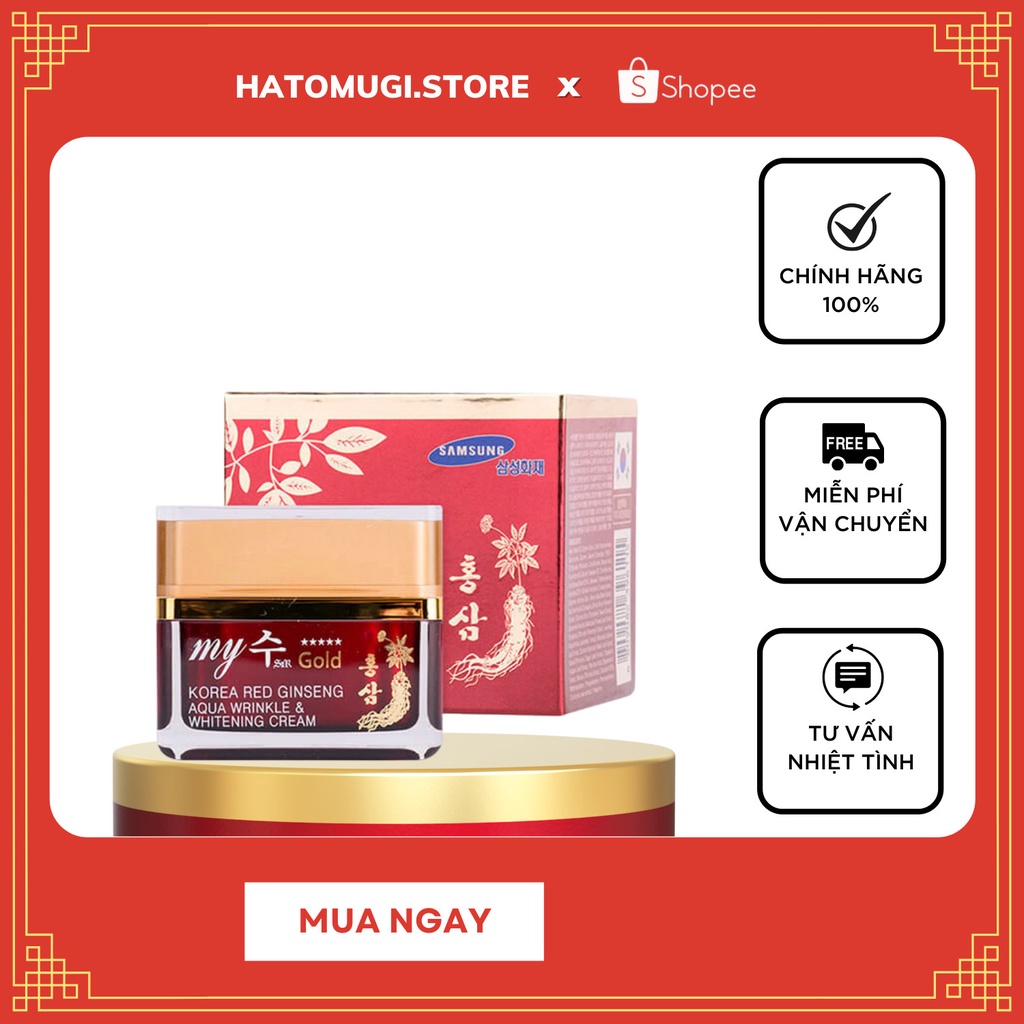 Kem Sâm [Trắng da 100%_Hàng Auth] Kem Sâm Hàn Quốc My Gold Korea Red Ginseng White Cream 50ml