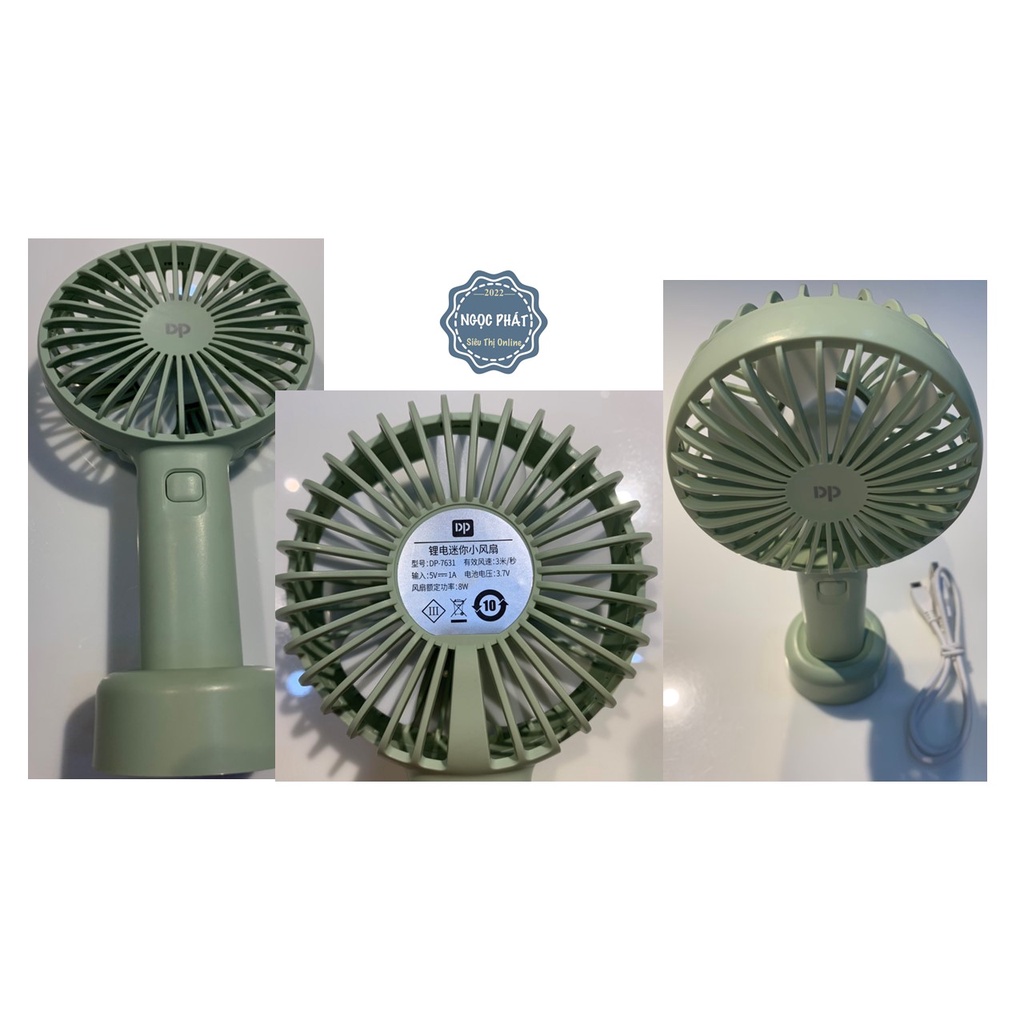 QUẠT SẠC TÍCH ĐIỆN CẦM TAY CÓ ĐẾ MINI DP-7631