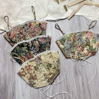 Áo 2 dây thổ cẩm đan dây có mút ngực - a2u