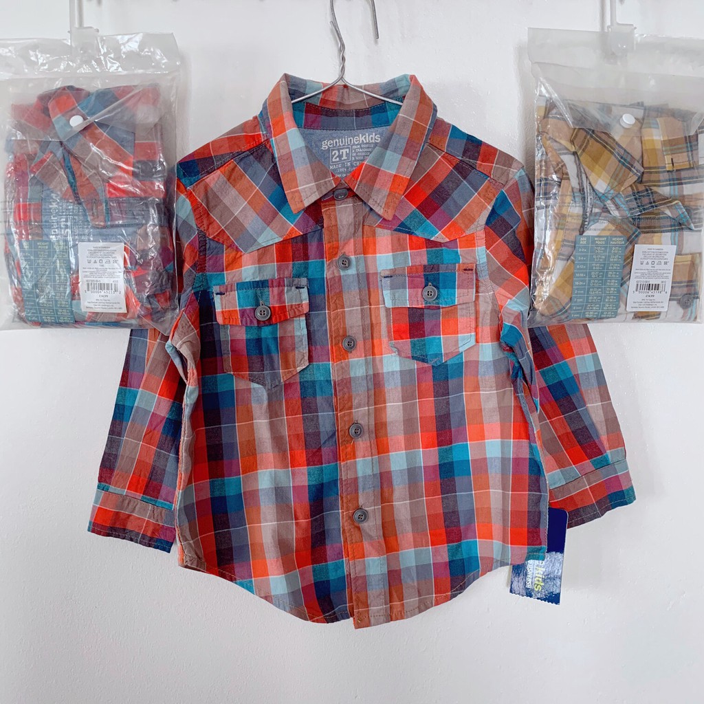 ÁO SƠ MI BÉ TRAI – OSHKOSH - SIZE 2 TUỔI (84-91 CM), 4 TUỔI (110 CM), 5 TUỔI (105-112 CM) – CARO DÀI TAY