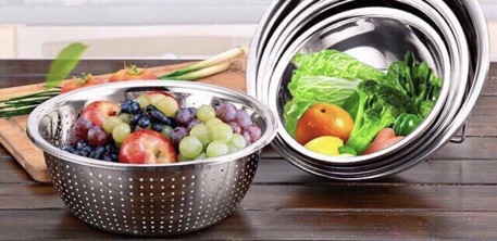 BỘ 5 RỔ,THAU INOX CAO CẤP