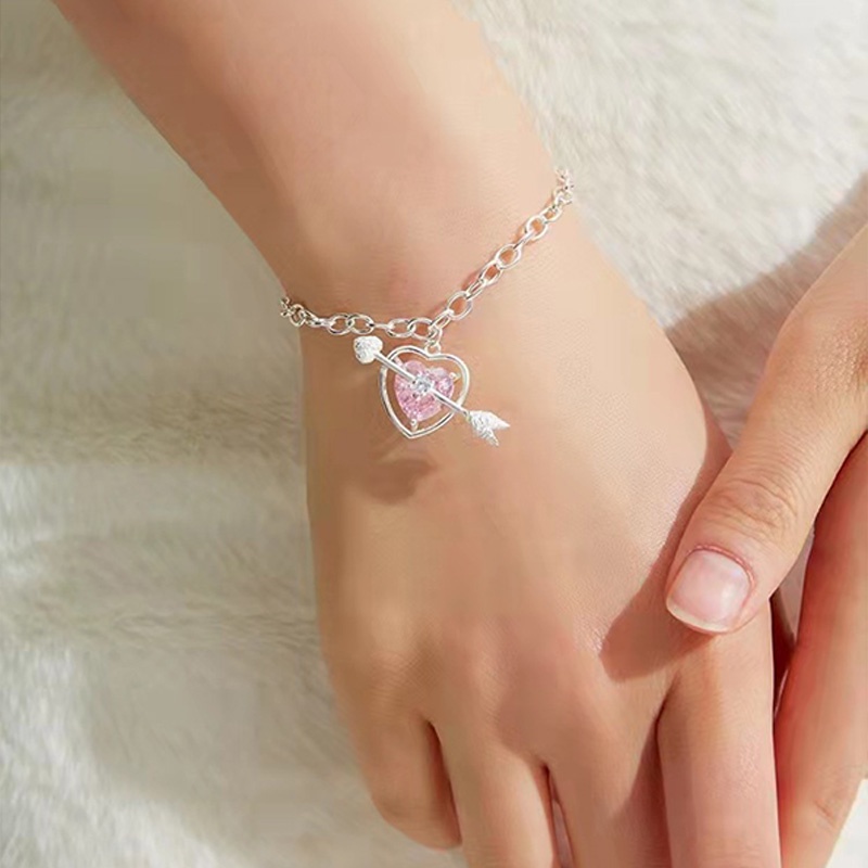 Khuyên Tai/Vòng Tay/Dây Chuyền Hình Mũi Tên Tình Yêu Màu Hồng Xinh Xắn