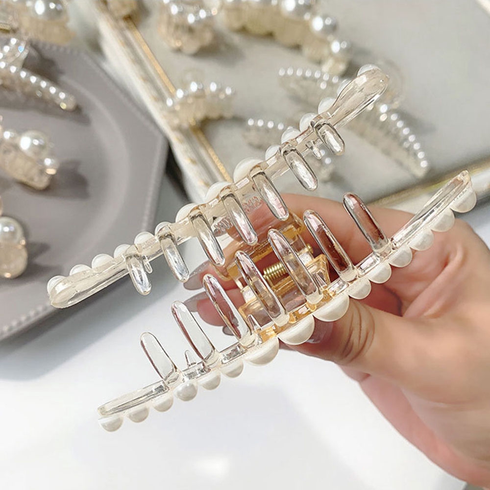 Kẹp tóc kiểu càng cua đính hạt ngọc trai nhân tạo kiểu dáng thanh lịch dành cho nữ