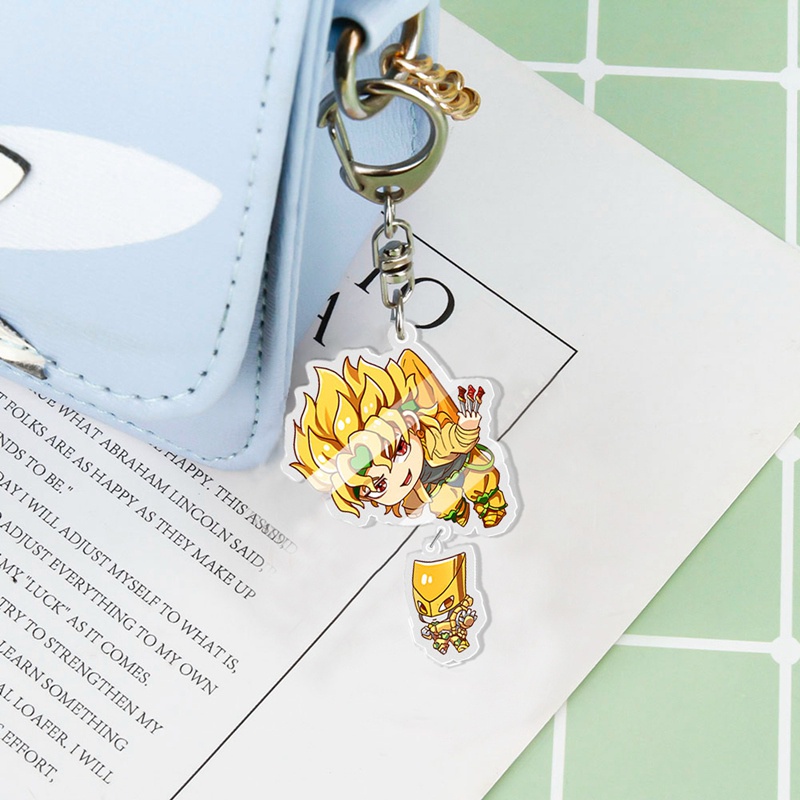 Móc khóa nhựa acrylic trong suốt hai mặt hình anime Jojo 's Bizarre Adventure
