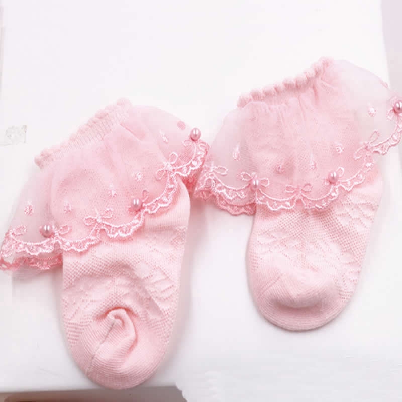 Vớ Ren Công Chúa Mùa Hè Đính Ngọc Trai Cho Bé Gái