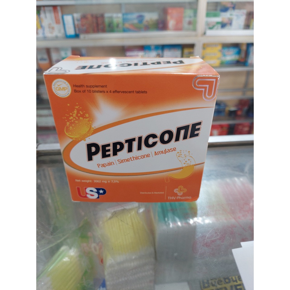 Viên sủi ăn không tiêu Pepticone, hỗ trợ giảm đầy hơi chướng bụng hộp 40 viên