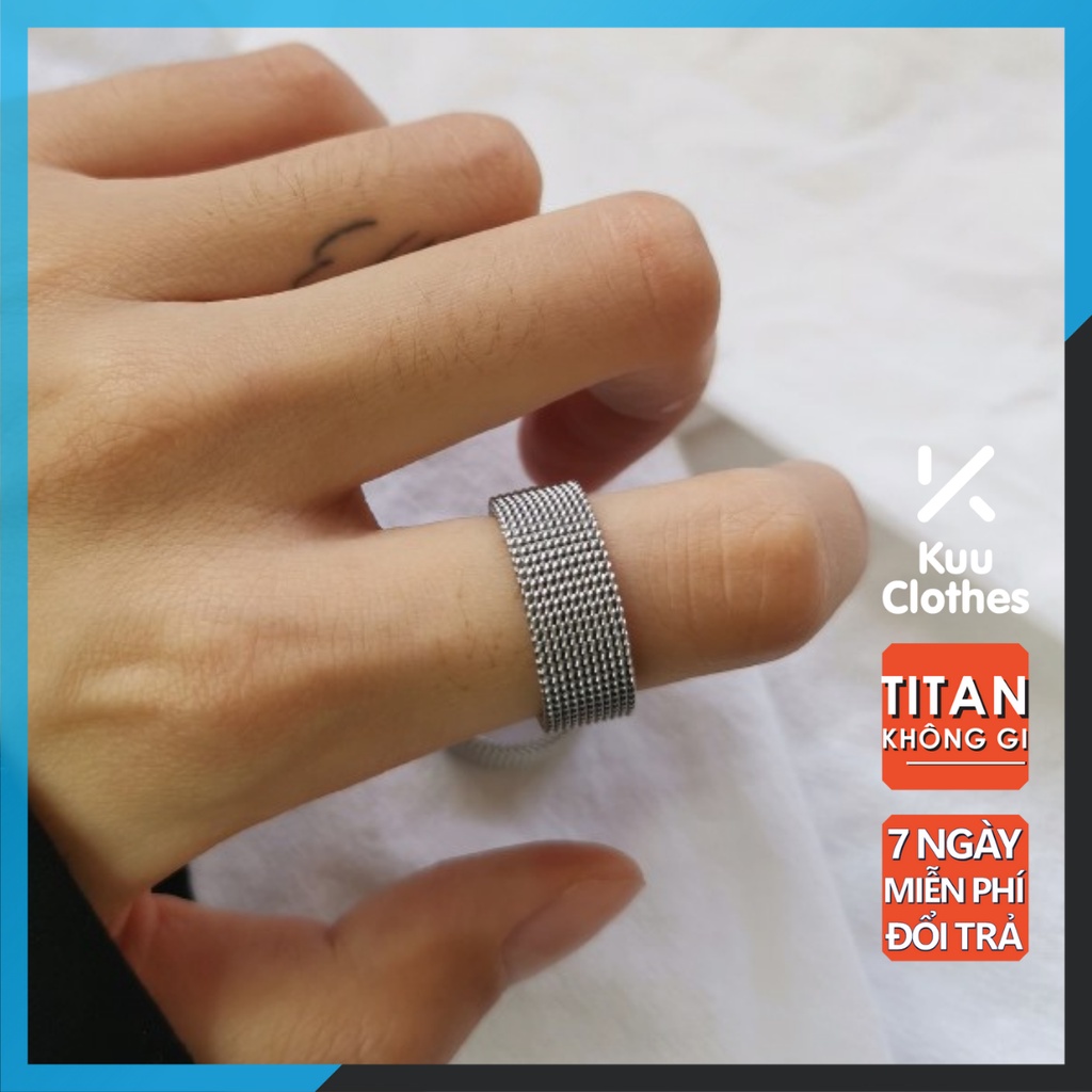 Nhẫn Nam Xích Elas Ring Phong Cách Hiphop Kuu Clothes Màu Đen Bạc Đẹp Cao Cấp - Nhẫn Chất liệu Titan Không Gỉ- Elas Ring