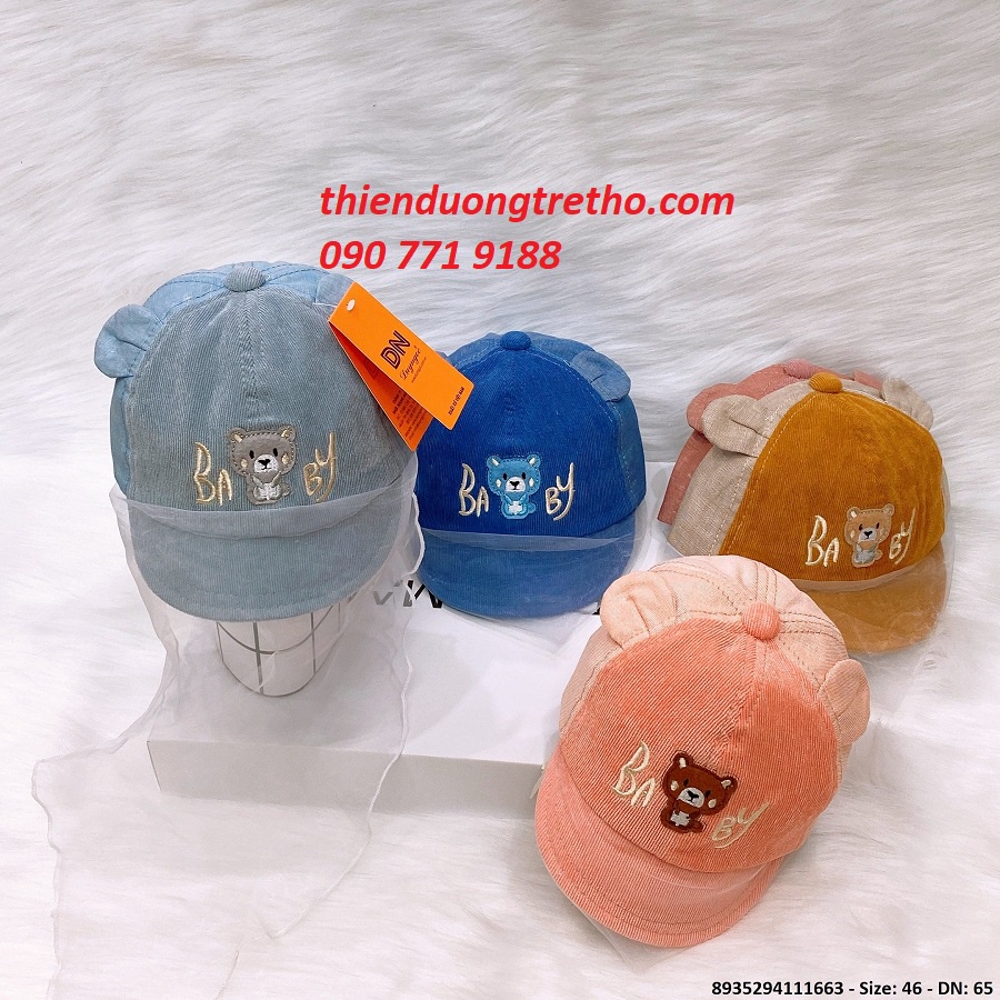 Mũ/Nón Sơ sinh kèm Khăn Voan Chống Bụi Duy Ngọc 46cm(Cho bé từ 4-12 tháng tuổi)