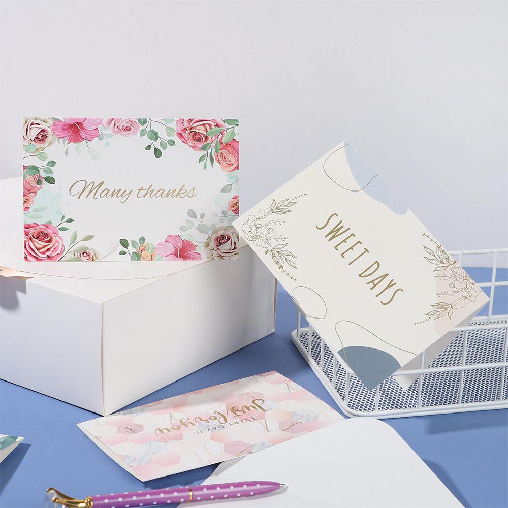 Set 6 Thẻ Bài Cảm Ơn Bạn Họa Tiết Hoa Cho Tiệc Cưới|Thiệp Chúc Mừng Bằng Lá Nhôm