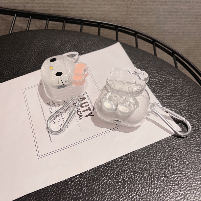 Vỏ Bảo Vệ Hộp Sạc Tai Nghe Lenovo Thinkpadplus Liveods LP40 TWS Hình Gấu 3D Trong Suốt