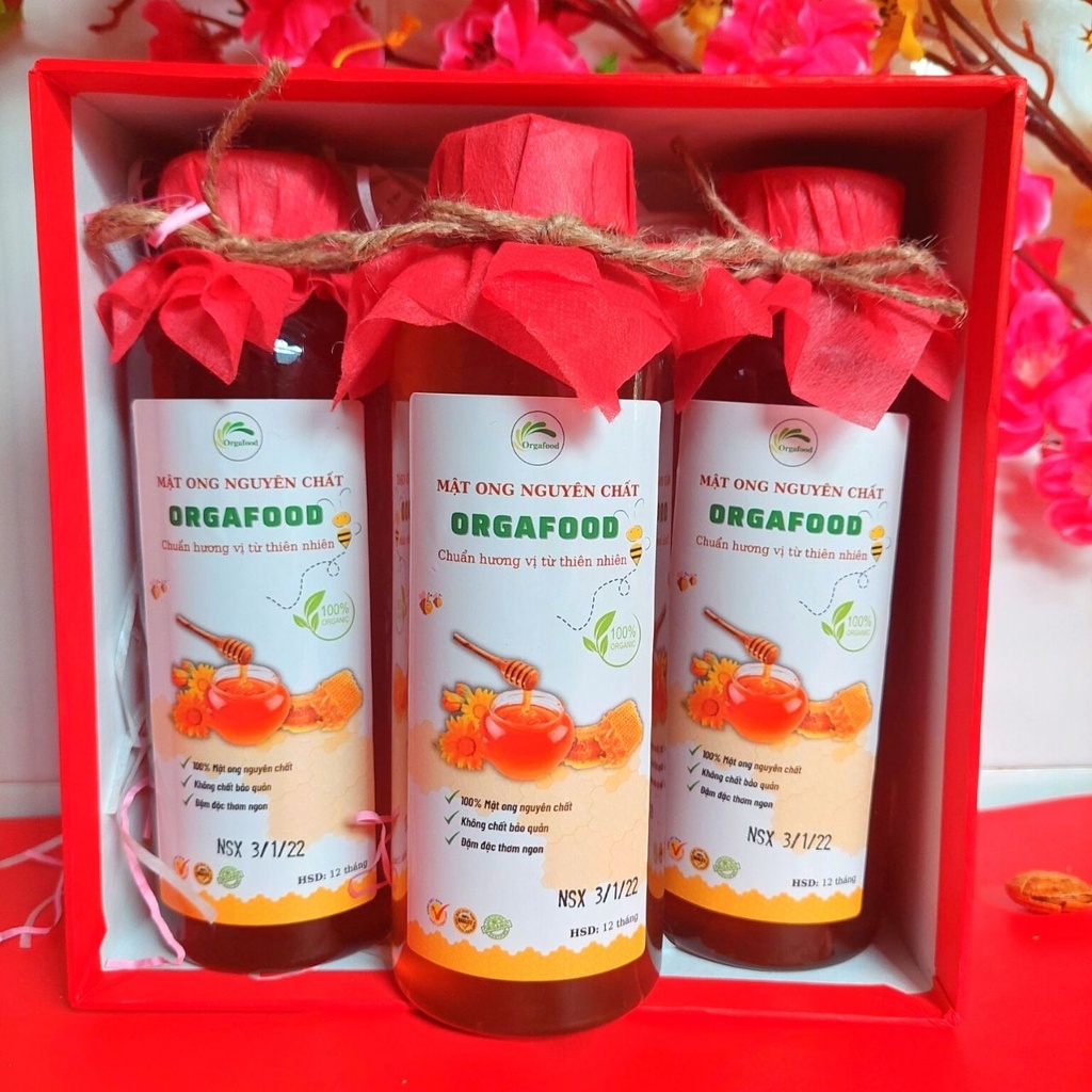 Mật ong nguyên chất 1 lít Orgafood - Cam kết đổi trả nếu không hài lòng