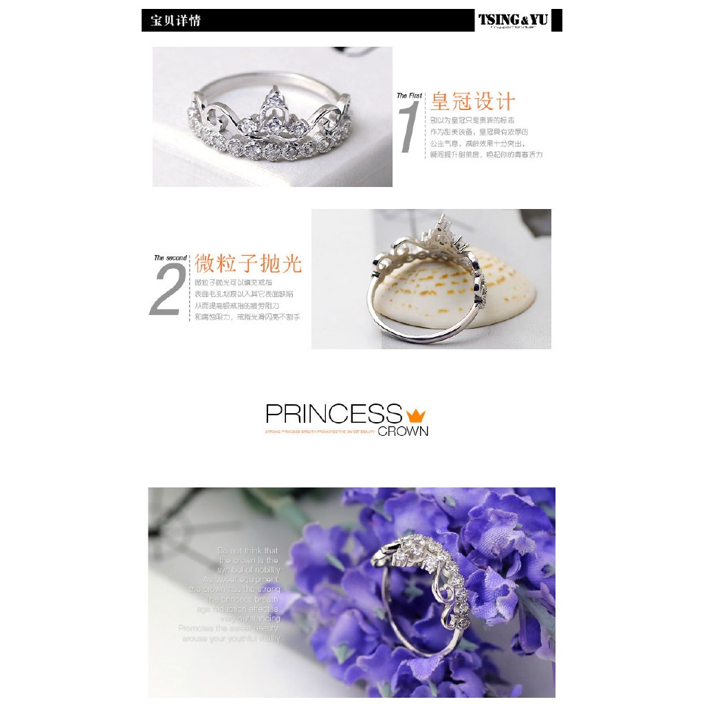 Nhẫn Mạ Vàng Hồng Đính Đá Hình Vương Miện Phong Cách Hàn Quốc