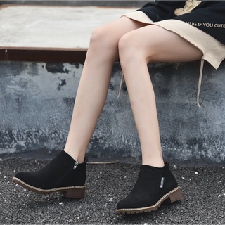 (HÀNG CÓ SẴN) BOOT NỮ BỐT KÉO KHÓA DA LỘN