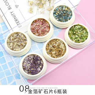 Set 6 hũ khảm nhũ vụn lấp lánh trang trí nail
