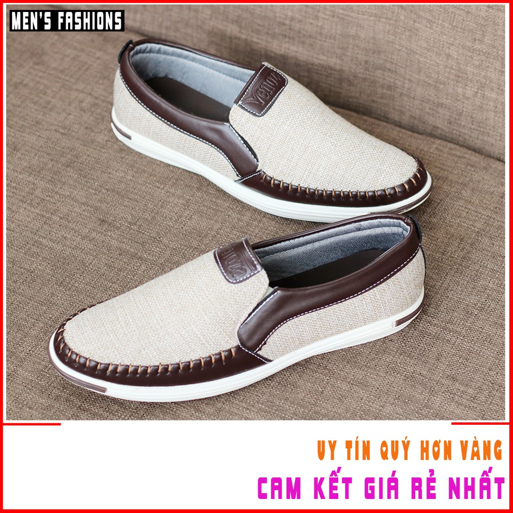 Giày lười. Giày mọi nam. Giày lười vải xu hướng hot 2019 mã MD1 nâu sáng.(Ưu đãi lớn giảm 50%) | BigBuy360 - bigbuy360.vn