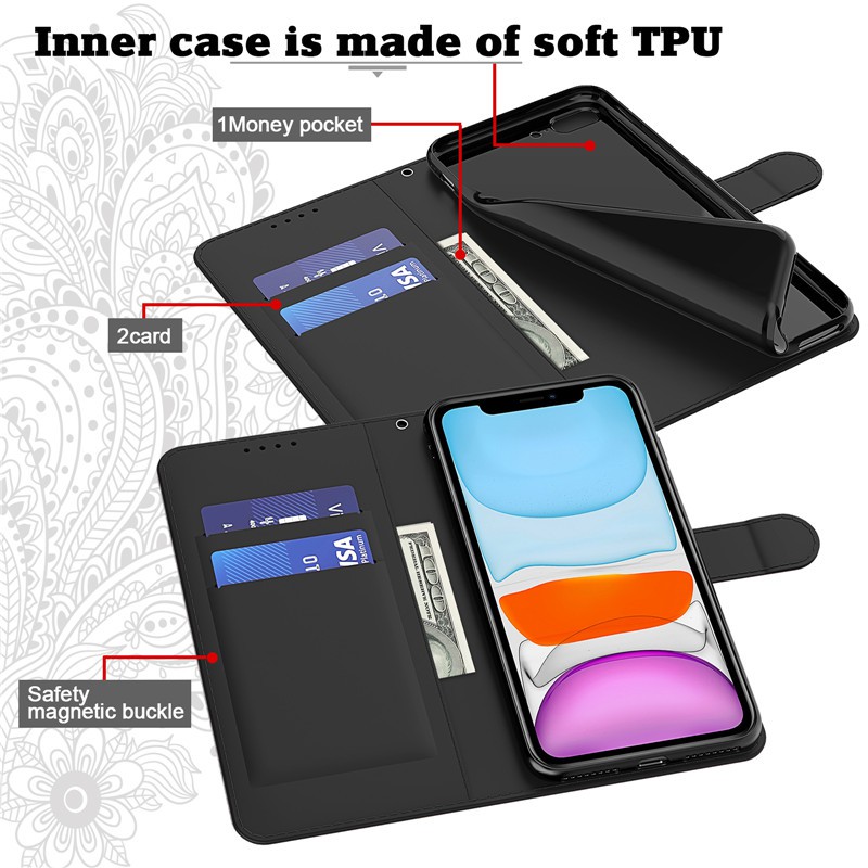 Bao da điện thoại kiểu ví có nắp lật đựng thẻ ID tiện lợi cho iPhone 6 6S 7 8 6 Plus 7 Plus 8 Plus wallet soft pu leather flip mobile phone holder stand soft case cover