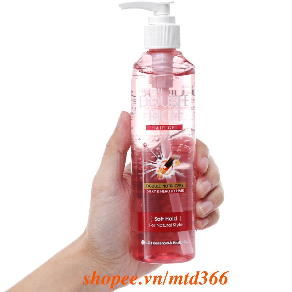 Gel Tạo Kiểu Tóc 250ml Double Rich Hair Gel Sorf Hold Dưỡng Tóc Và Giữ Nếp Tự Nhiên - mỹ phẩm ola