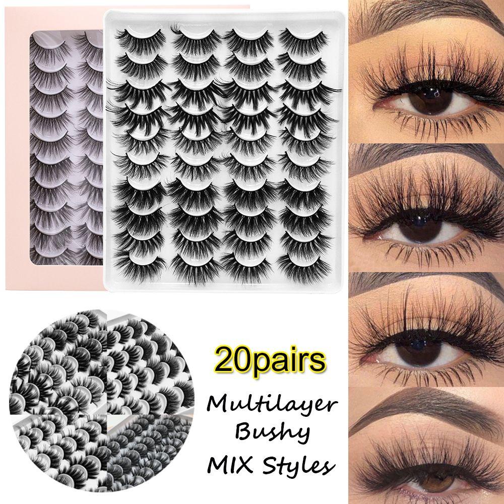 Set 20 Cặp Lông Mi Giả Skohed Dày Dài 3D Bằng Lông Chồn Nhân Tạo