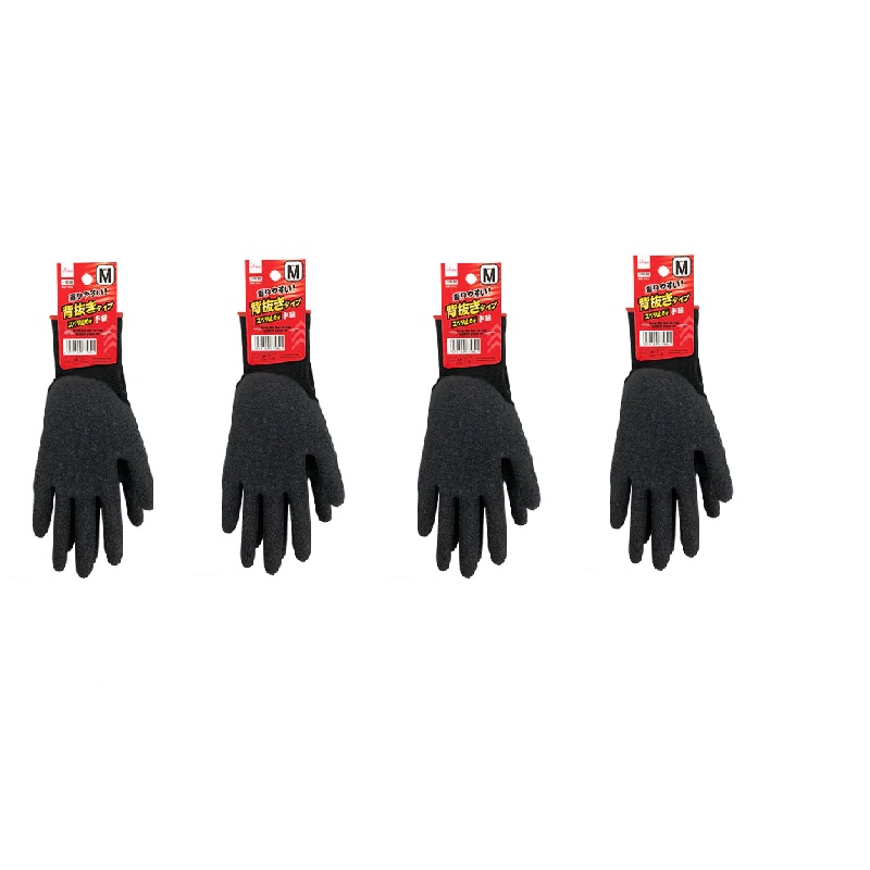 Daiso Găng Tay Cao Su Thiên Nhiên Natural Rubber Tight Fitting Gloves With Anti-Slip Grip Black M Saize