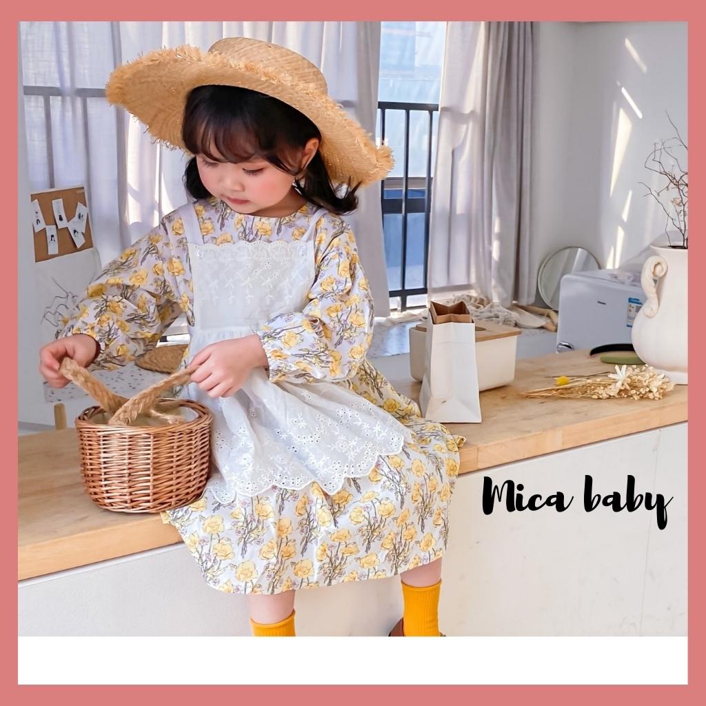 Mũ cói vành rộng đi biển thắt dây ren đáng yêu cho bé Mica Baby MH107