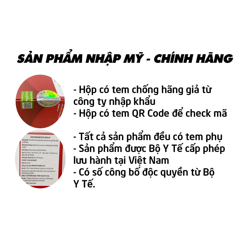 [Nhập khẩu Mỹ] - Viên uống GIP từ rễ nhân sâm, đông trùng hạ thảo tăng sinh lực, bồi bổ cơ thể - Chai 30 viên [GIP]