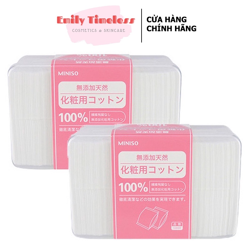 Bông Tẩy Trang Miniso Nhật Bản 1000 Miếng 100% Cotton Mềm Mịn Siêu Tiết Kiệm