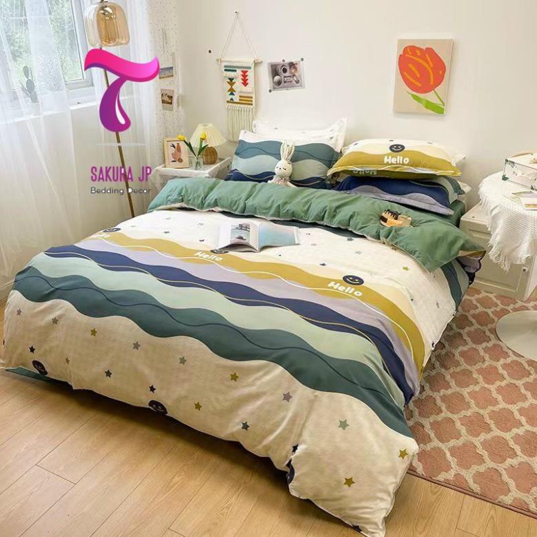 HÀNG MỚI- Set Chăn Ga Gối Poly Cotton Nhập Khẩu Bờ Sông Xanh - BST Chăn Ga Gối Poly